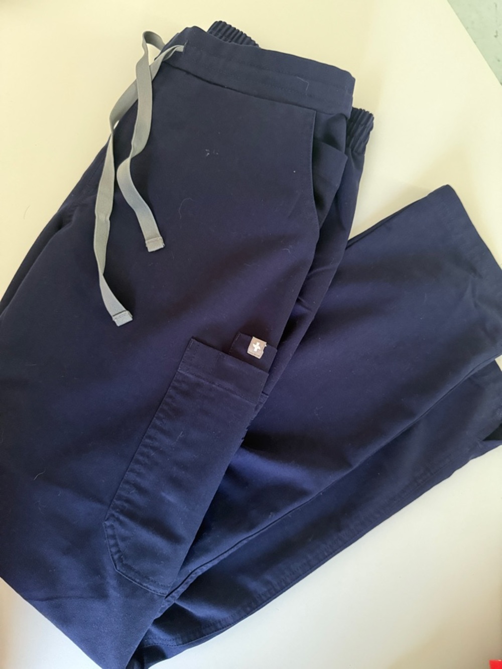 Figs Women's Navy Scrub Pants with Gray Drawstring